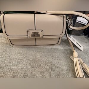Steve Madden Cream Leather Crossbody with Tassel Detail NEW